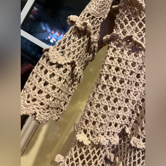 Sweet Magnolia Beige Crochet Cover Up Sz XL - Picture 3 of 8